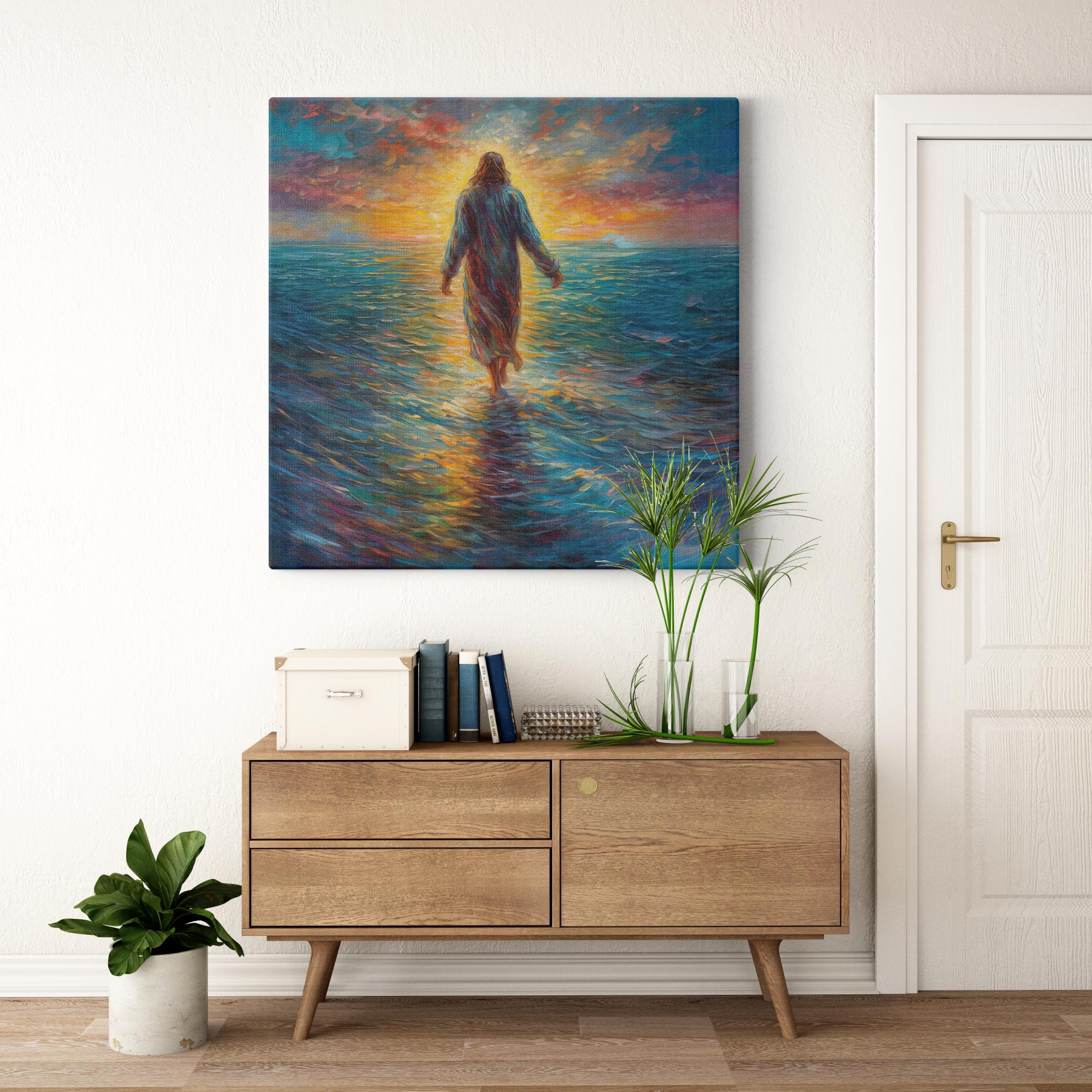 Serene Savior Jesus artwork detail - smiling Jesus painting wall art