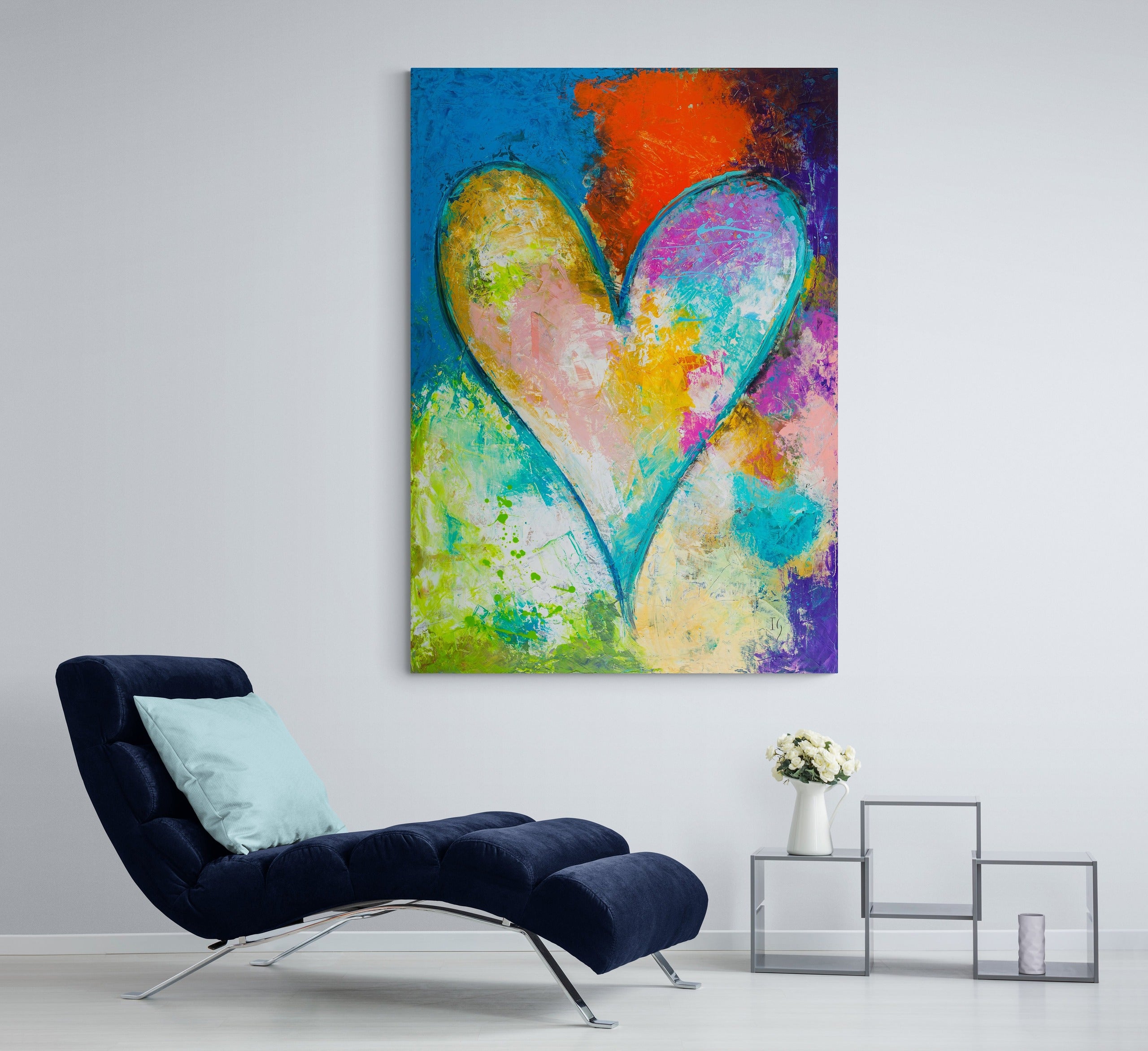 Strong Heart canvas print in room setting - original painting by Ivan Guaderrama