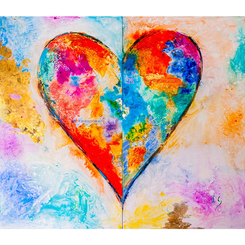 The Joyful Love canvas print in room setting - heart painting by Ivan Guaderrama
