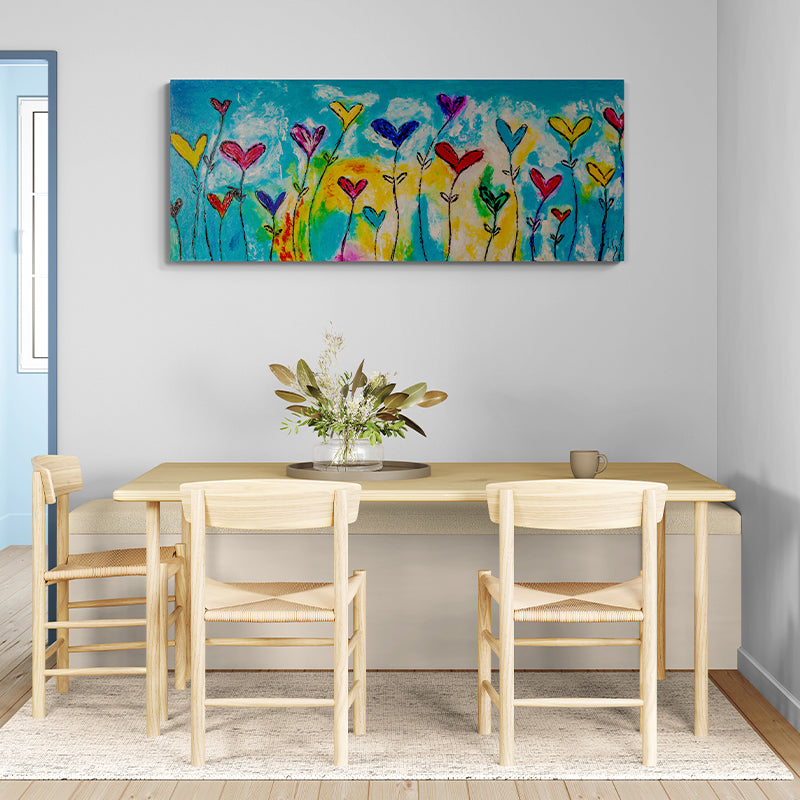 The Garden of Joyful Hearts canvas print in room setting - limited edition art by Ivan Guaderrama