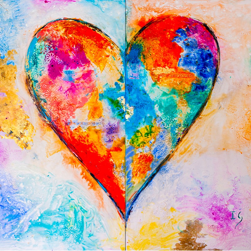 The Joyful Love - original heart painting by Ivan Guaderrama