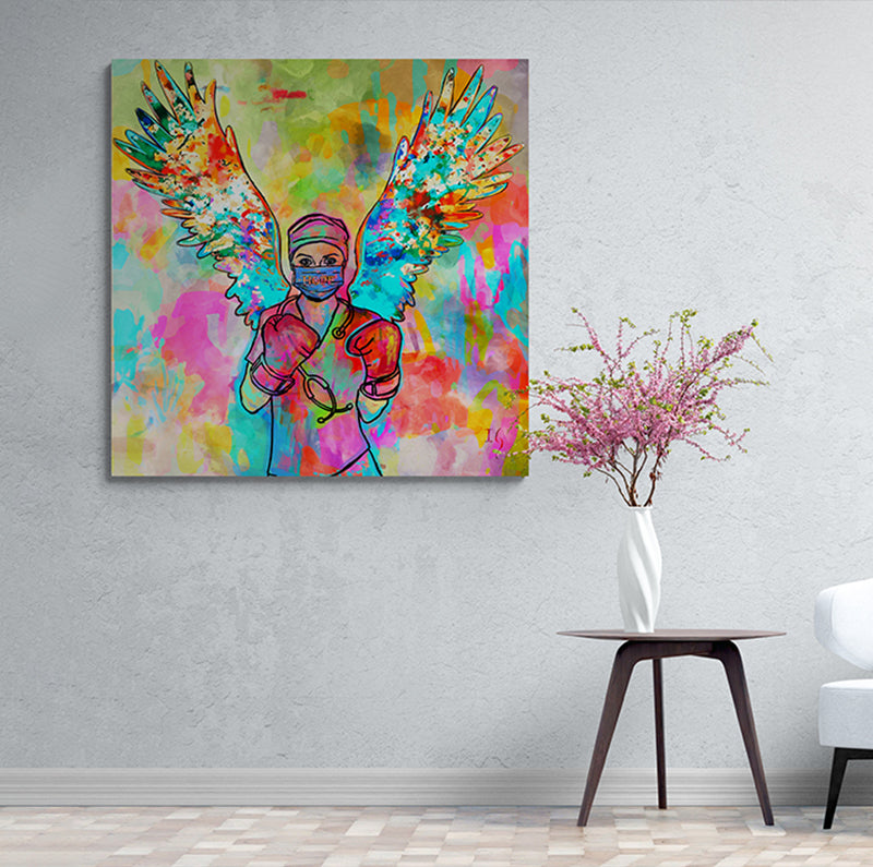 Today I Choose Hope - LIMITED EDITION canvas print in room setting - angel painting by Ivan Guaderrama