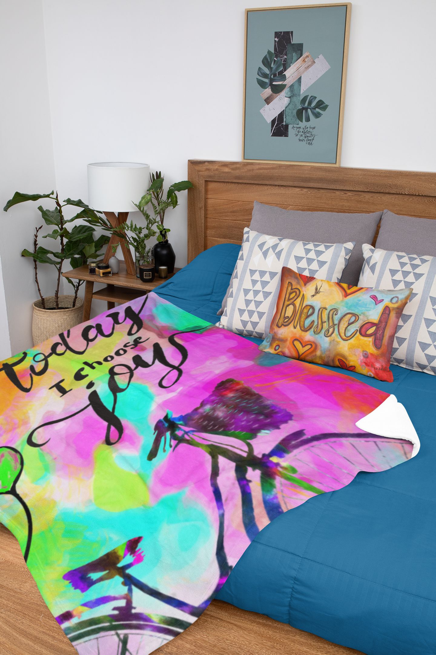 Today I Choose Joy Minky Blankets artwork detail - christian inspirational minky blanket wall art