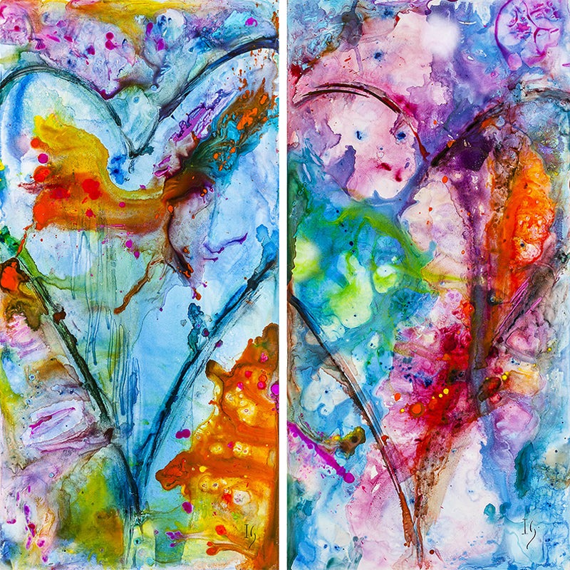 Together - original heart painting by Ivan Guaderrama