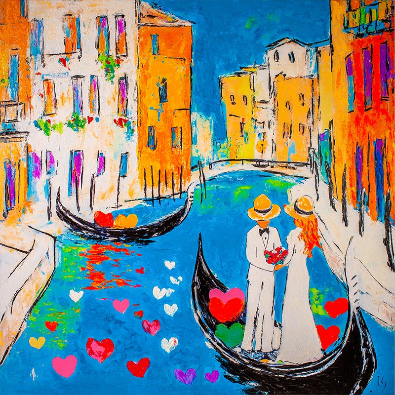 Together in Every Heartbeat - original heart painting by Ivan Guaderrama