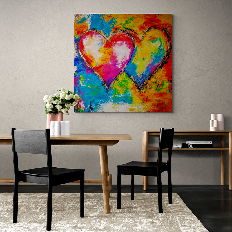 Two Hearts, One Soul canvas print in room setting - limited edition art by Ivan Guaderrama