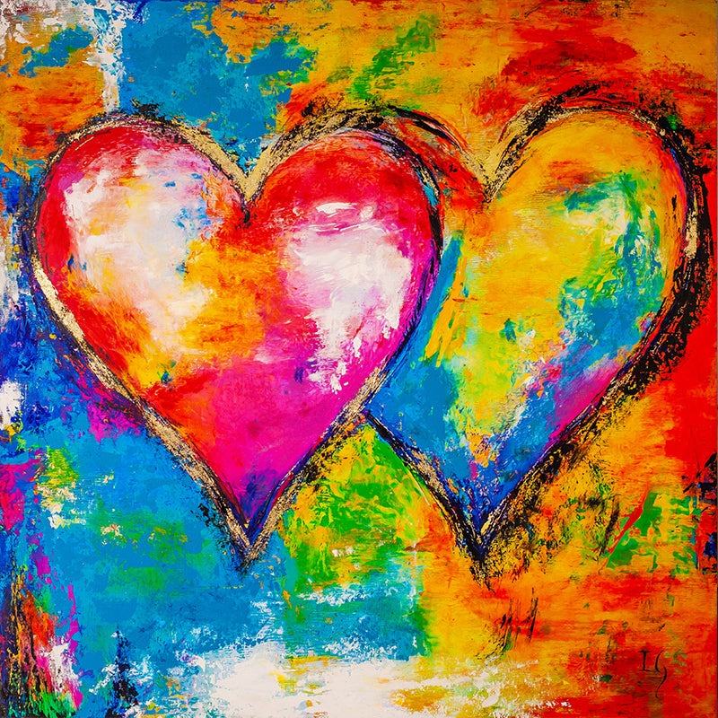 Two Hearts, One Soul - limited edition original painting by Ivan Guaderrama