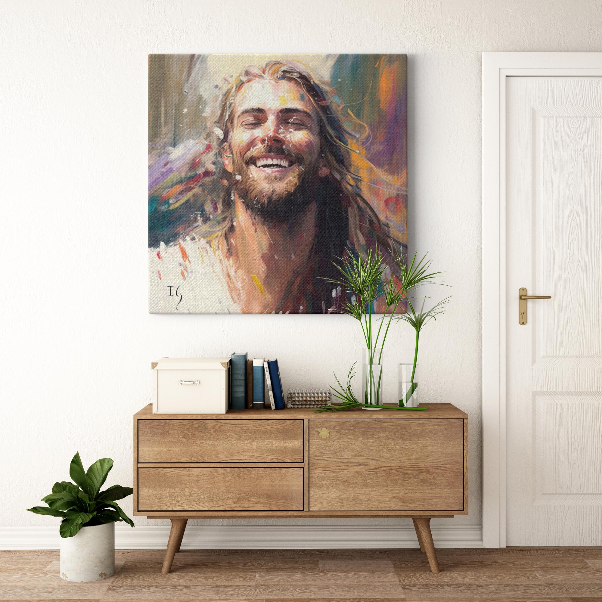 Jesus- The Light of Love-Canvas artwork detail - interactive canvas print that comes alive with mobile app wall art