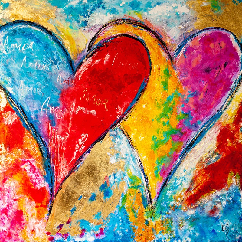United Hearts - original heart painting by Ivan Guaderrama