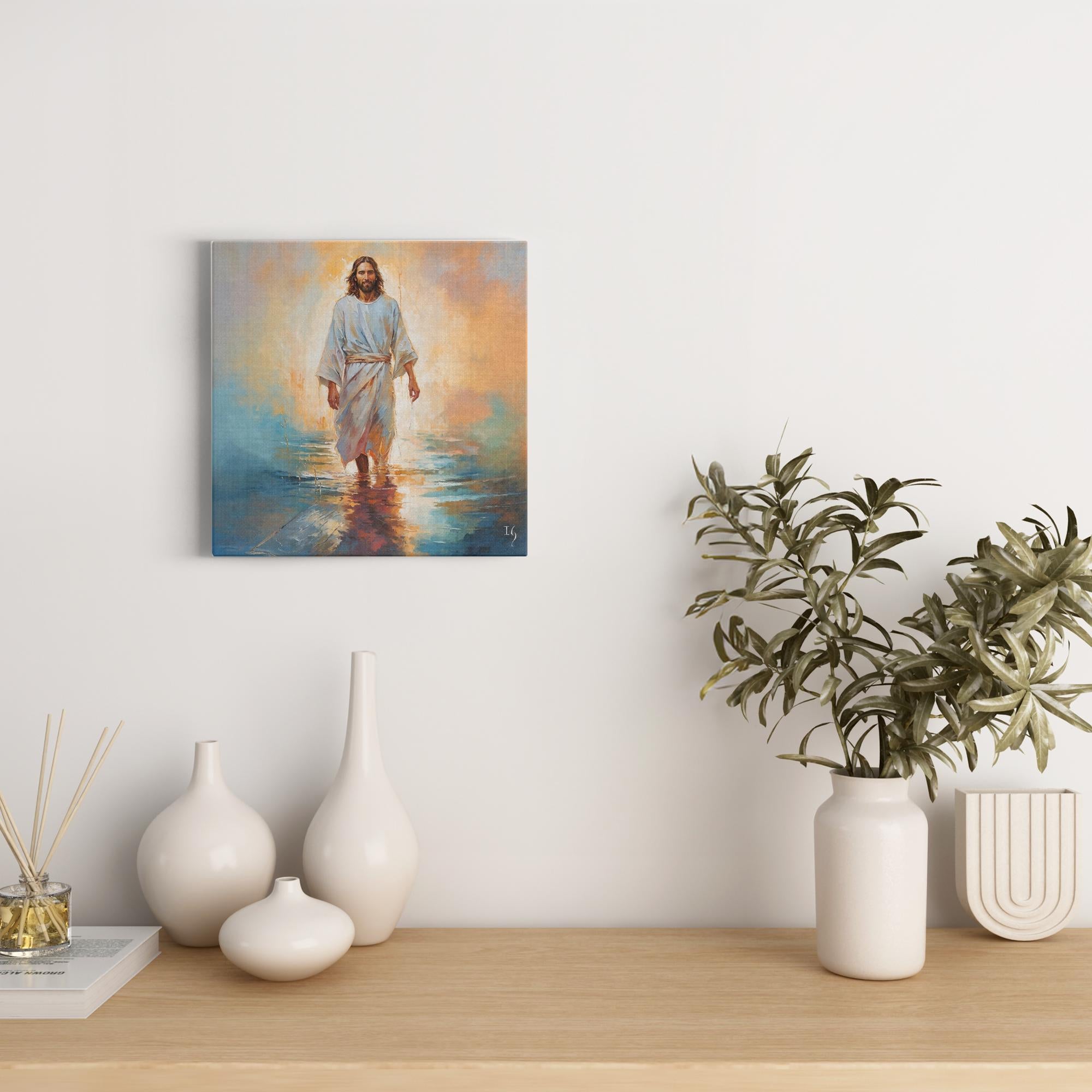 Harbor of Hope artwork detail - smiling Jesus painting wall art