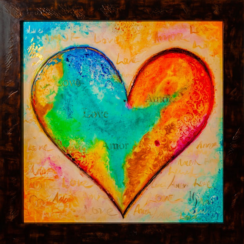 Heart painting 'Vibrant Unity Heart' by Ivan Guaderrama, abstract love art, vibrant colors