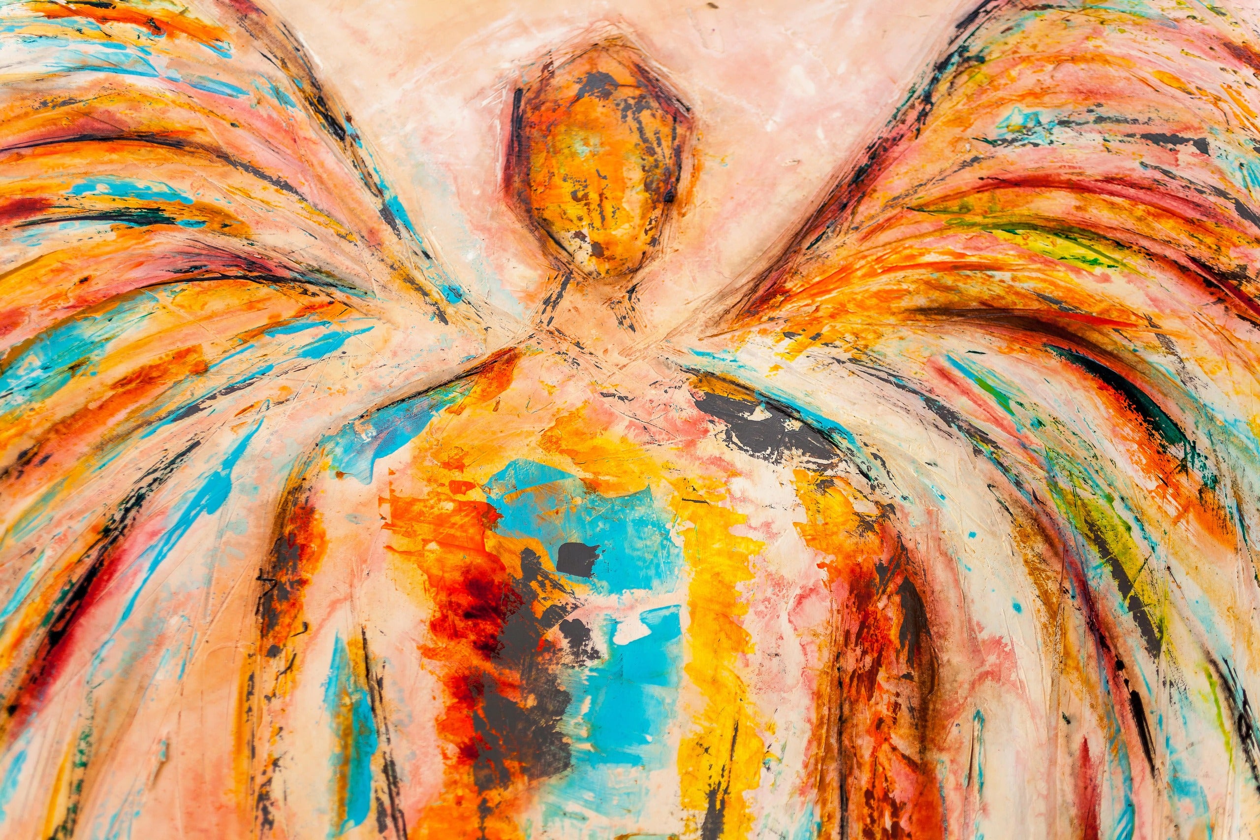 Victory Angel canvas print in room setting - angel painting by Ivan Guaderrama