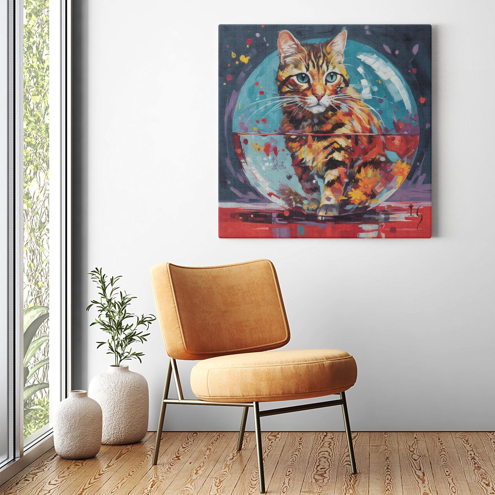 Defying the Rules artwork detail - colorful pet portrait art wall art