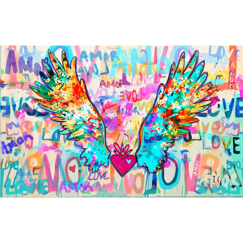 Wings Of Love - LIMITED EDITION - original heart painting by Ivan Guaderrama