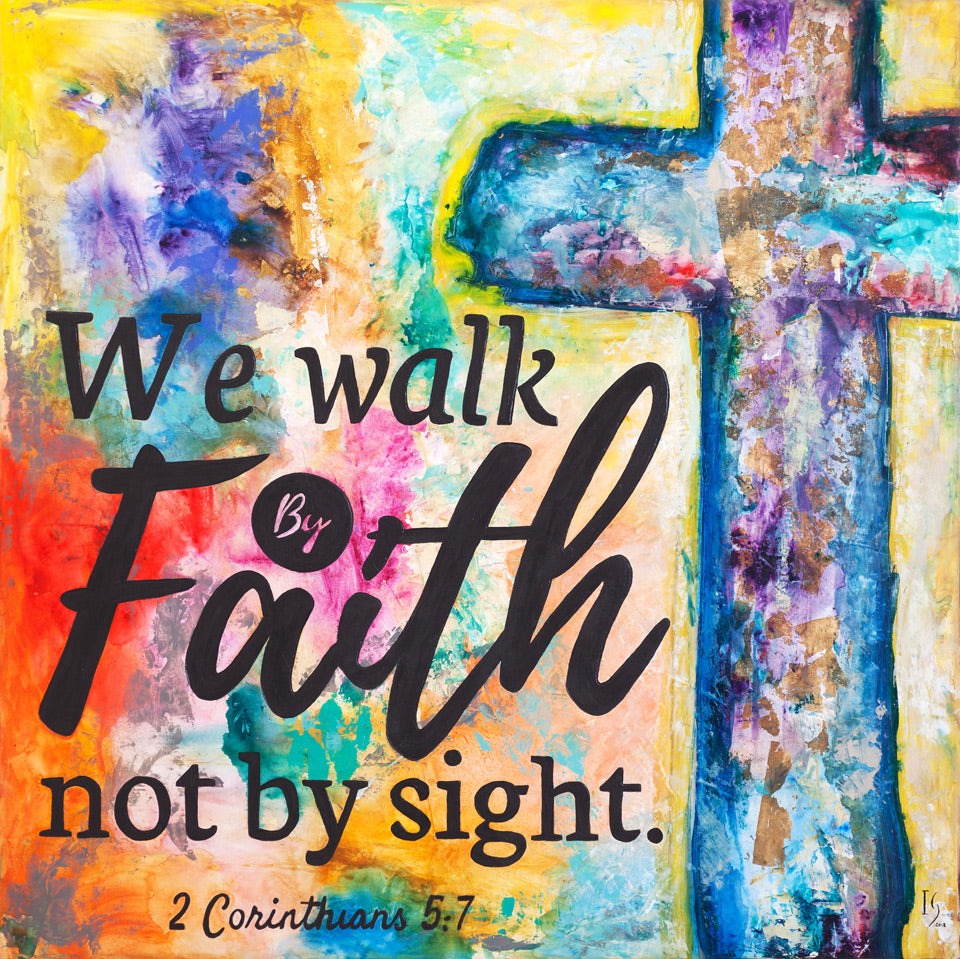 Walk by Faith canvas print in room setting - christian wall decor by Ivan Guaderrama