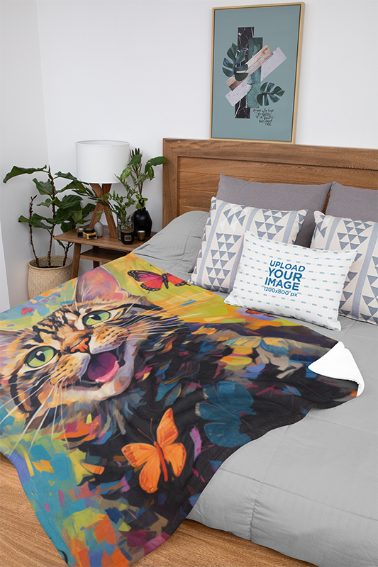 Artistic portrayal of a mesmerizing scene with a cat and monarch butterflies in warm, swirling colors