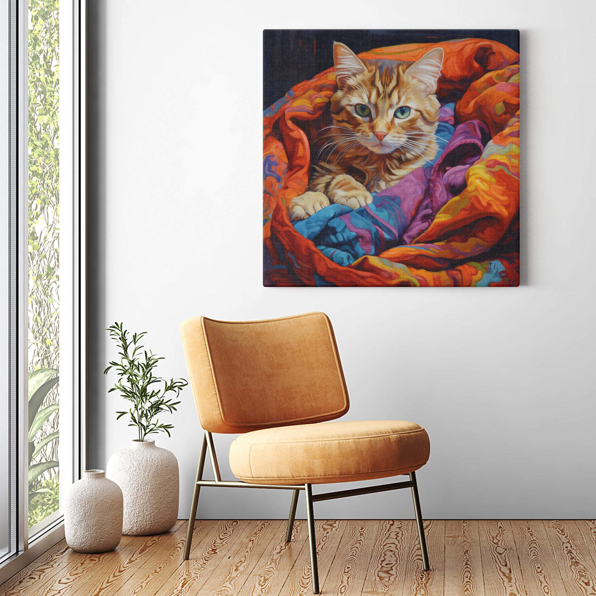 A Colorful Encounter artwork detail - colorful pet portrait art wall art