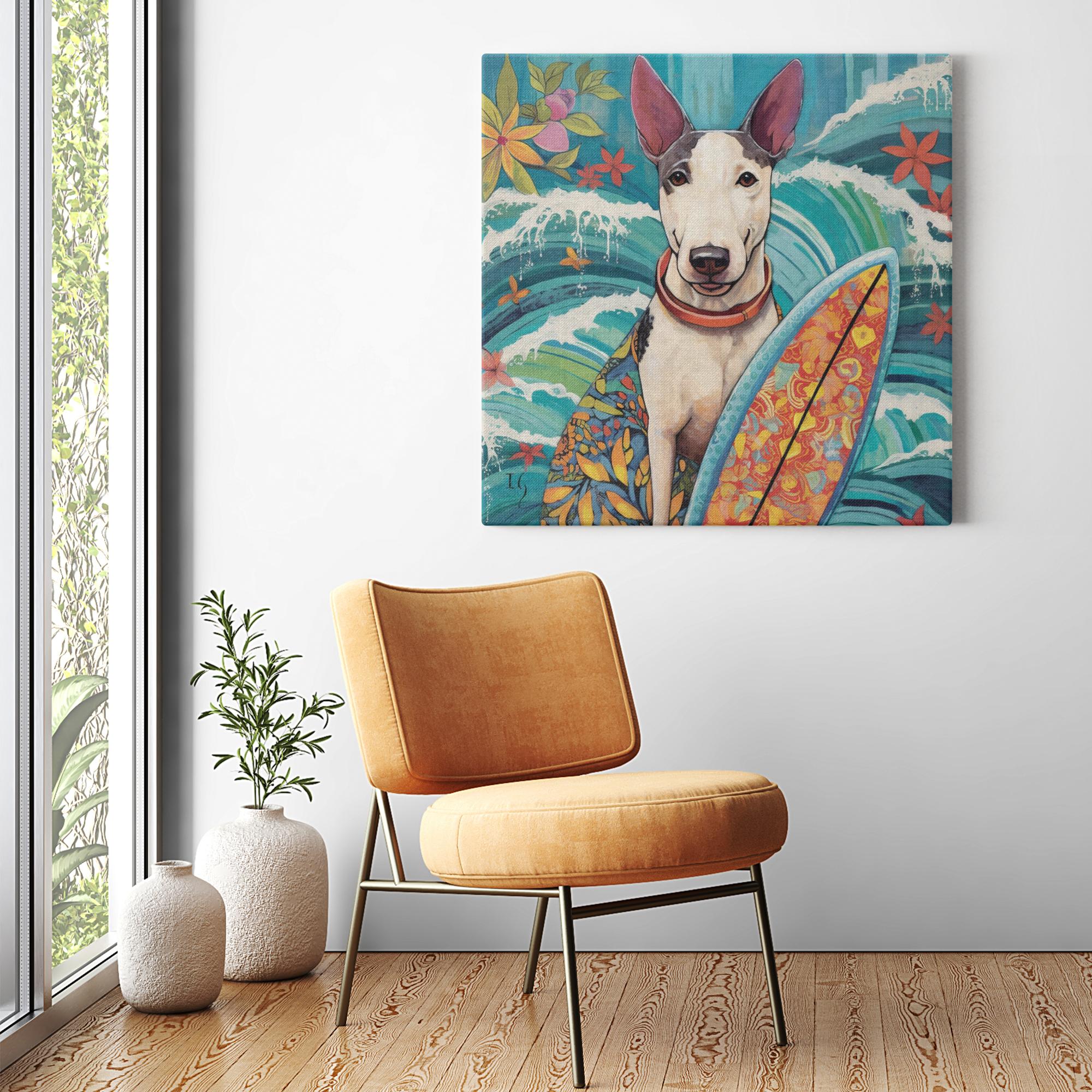 Ode to Wild Waves artwork detail - colorful pet portrait art wall art
