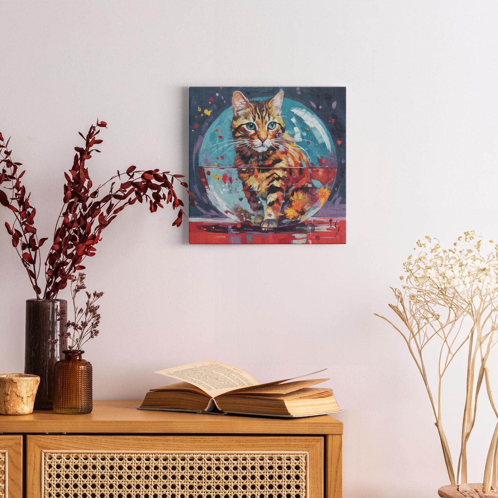 Defying the Rules artwork detail - colorful pet portrait art wall art