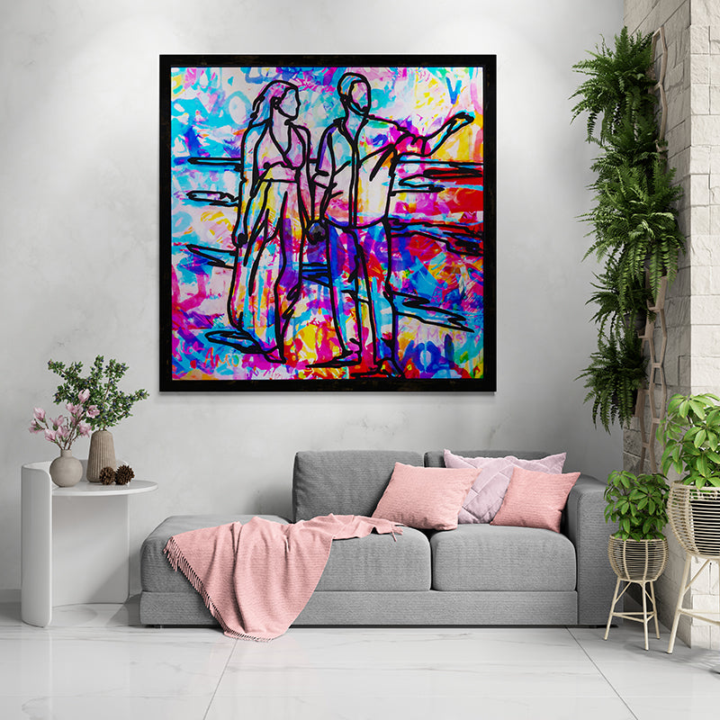 YOUR HEART IS MY DESTINY - LIMITED EDITION canvas print in room setting - abstract art by Ivan Guaderrama