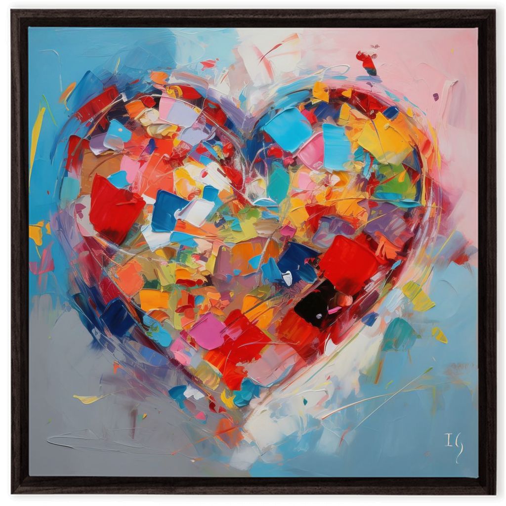 Expressive Love artwork detail - heart painting canvas print wall art