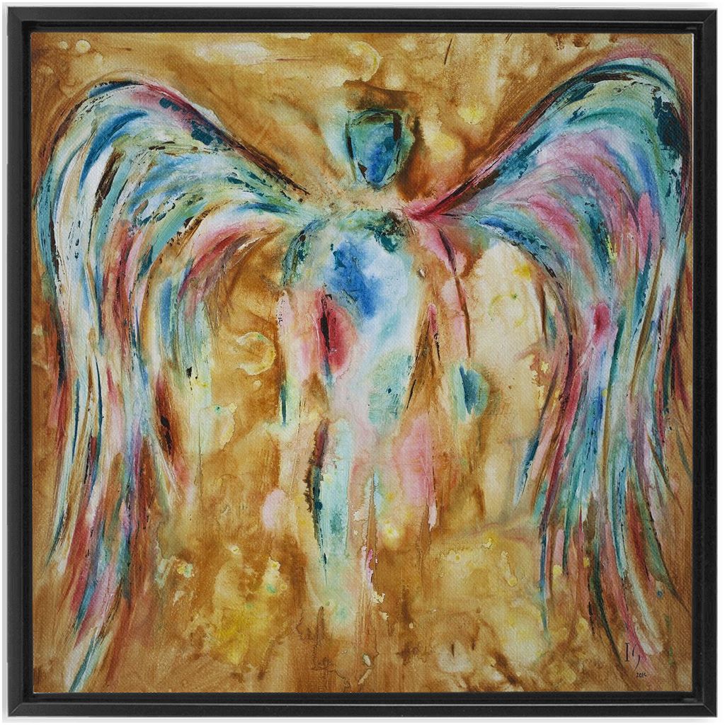 Golden Angel artwork detail - interactive canvas print that comes alive with mobile app wall art