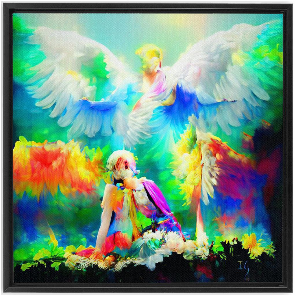 Daniel and the Lions’ Den artwork detail - angel painting canvas print wall art