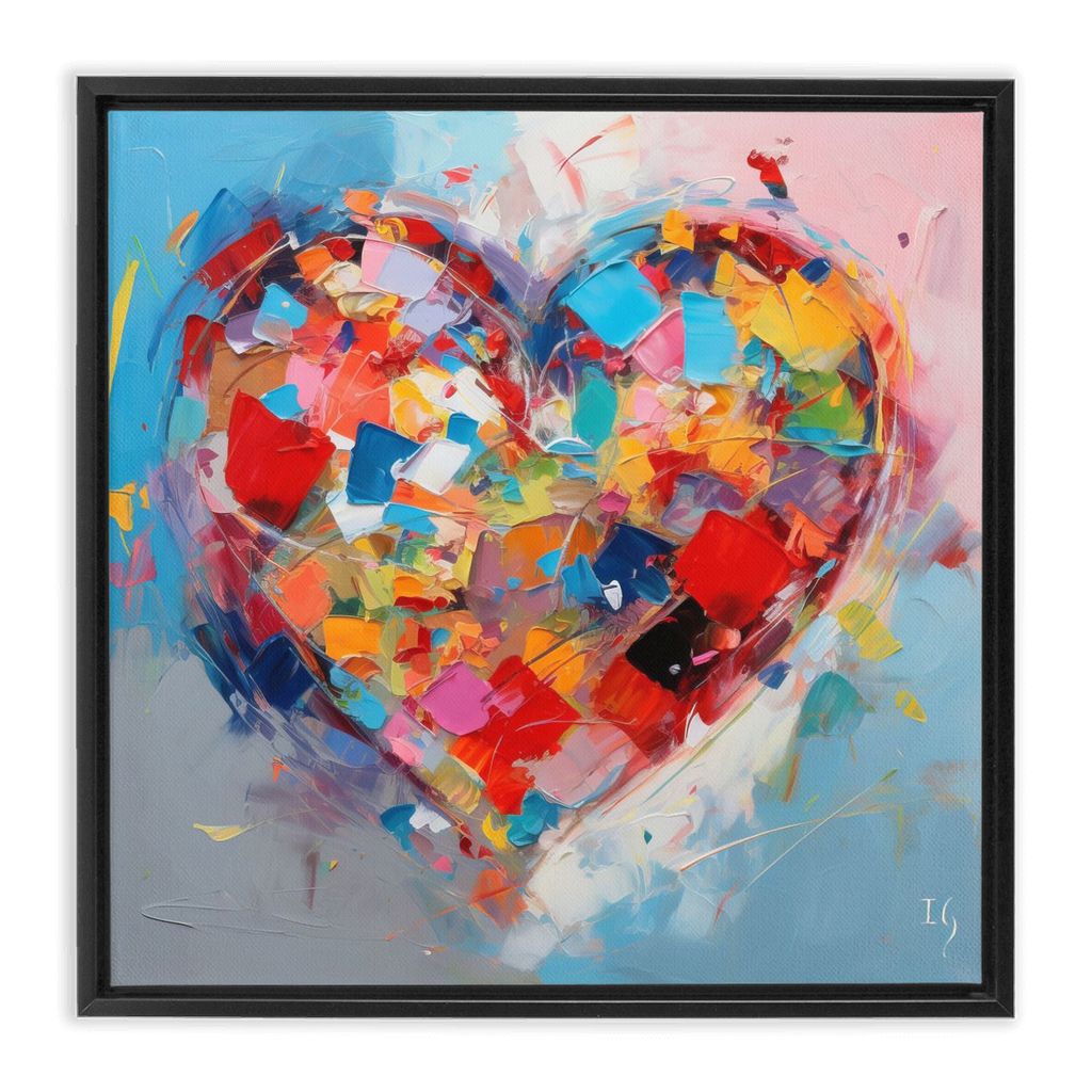 Expressive Love artwork detail - heart painting canvas print wall art