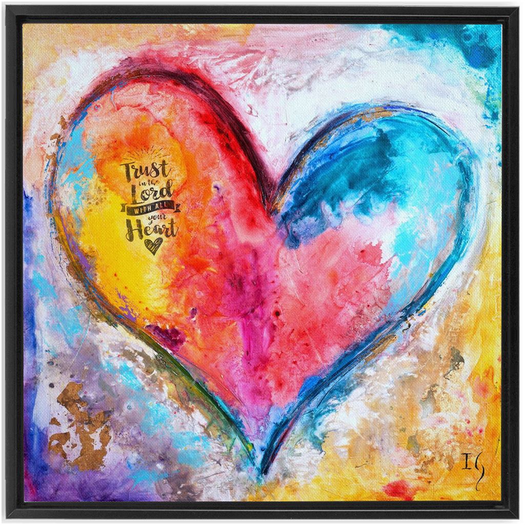 Trust In The Lord artwork detail - heart painting canvas print wall art