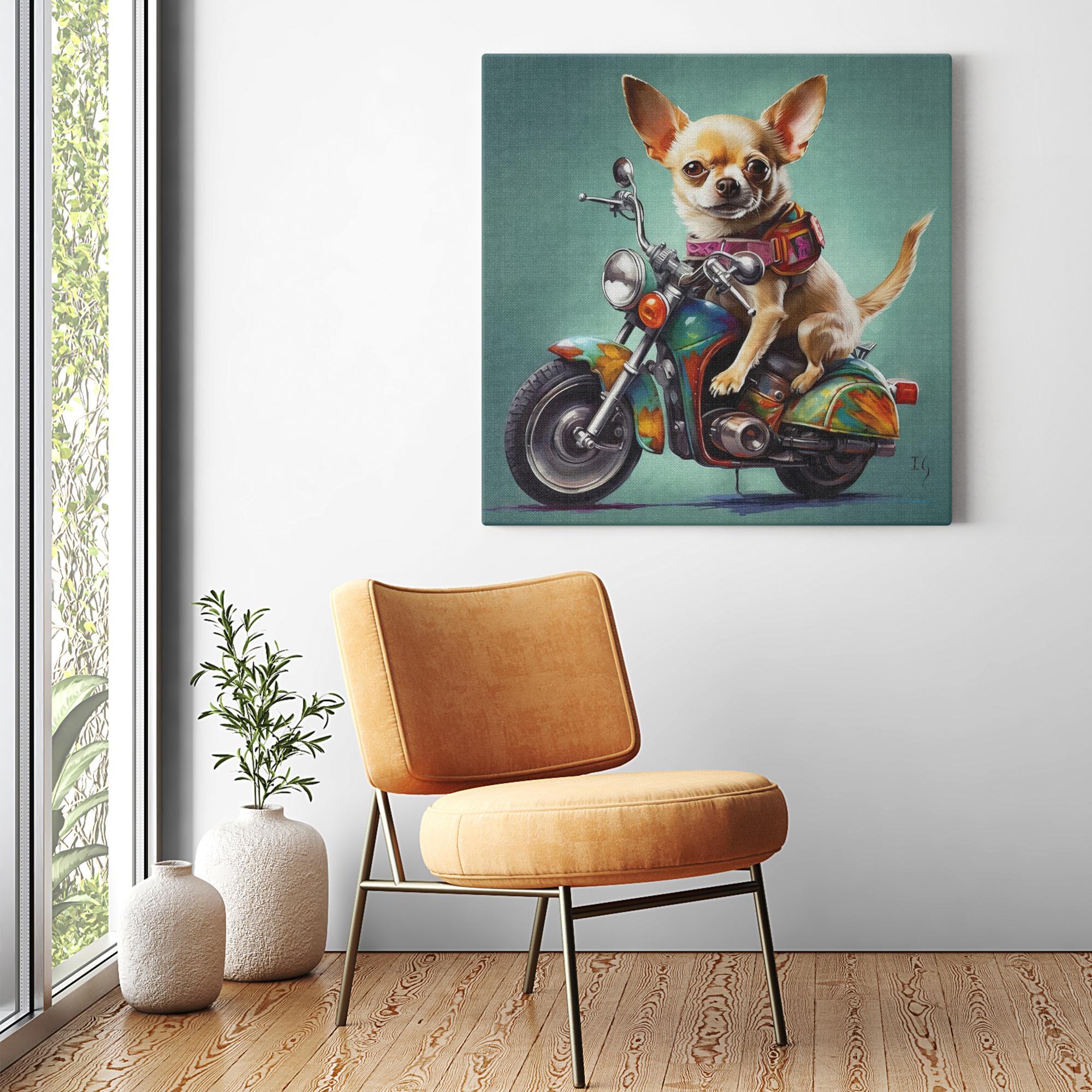 Chihuahua Escapade artwork detail - colorful pet portrait art wall art