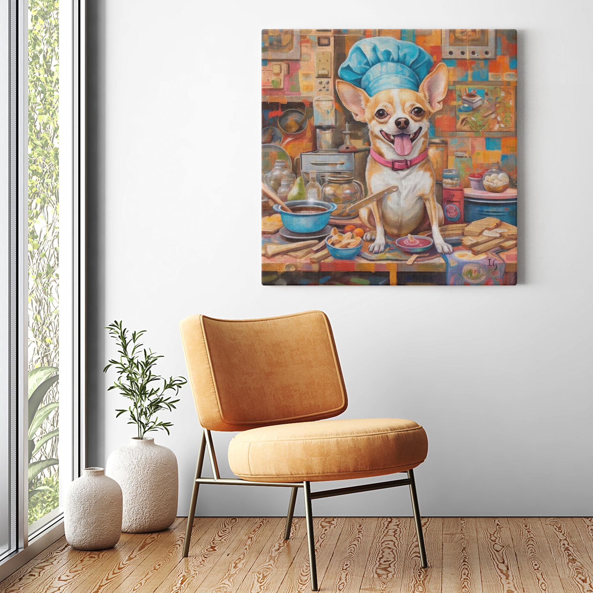 Cooking with Love artwork detail - colorful pet portrait art wall art