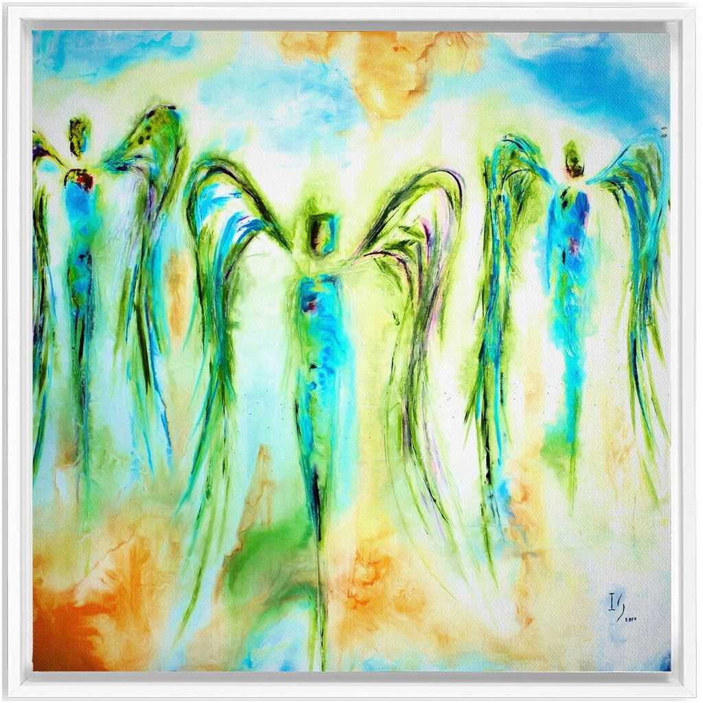 Celestial Choir artwork detail - angel painting canvas print wall art