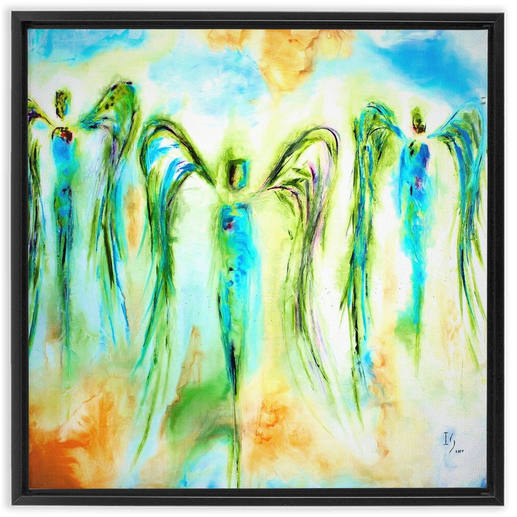 Celestial Choir artwork detail - angel painting canvas print wall art