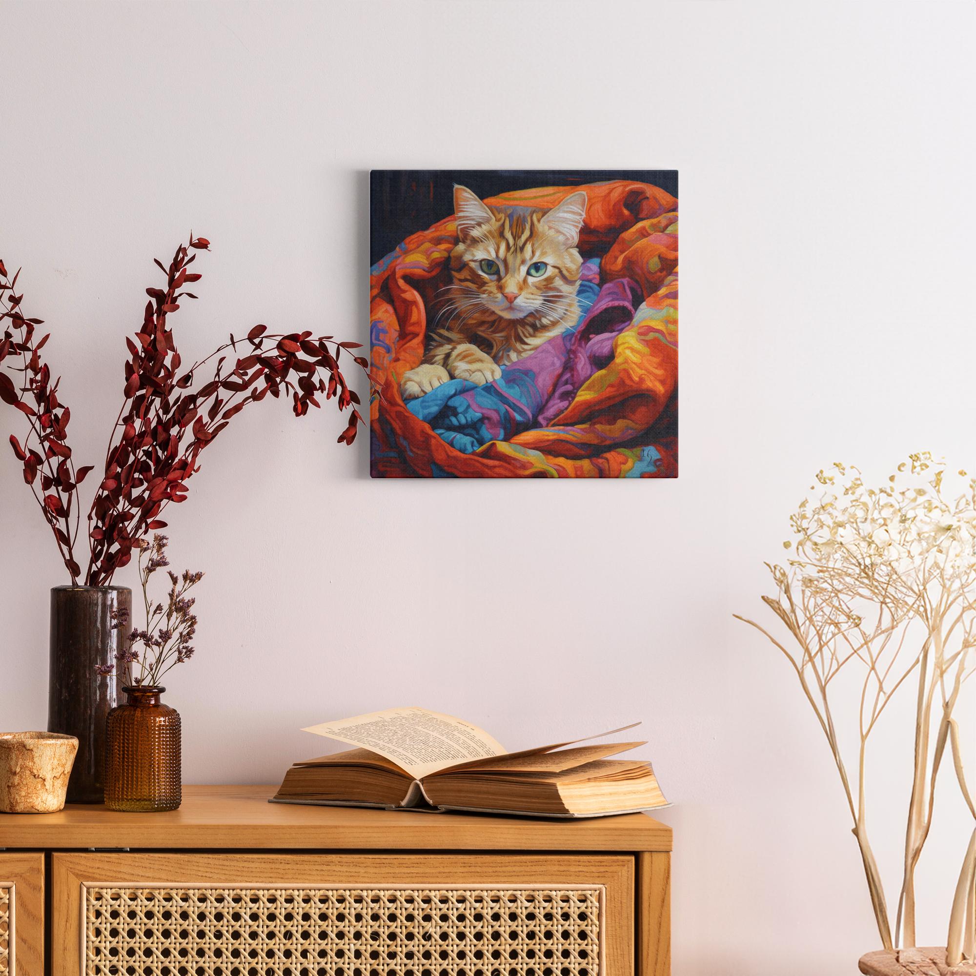 A Colorful Encounter artwork detail - colorful pet portrait art wall art