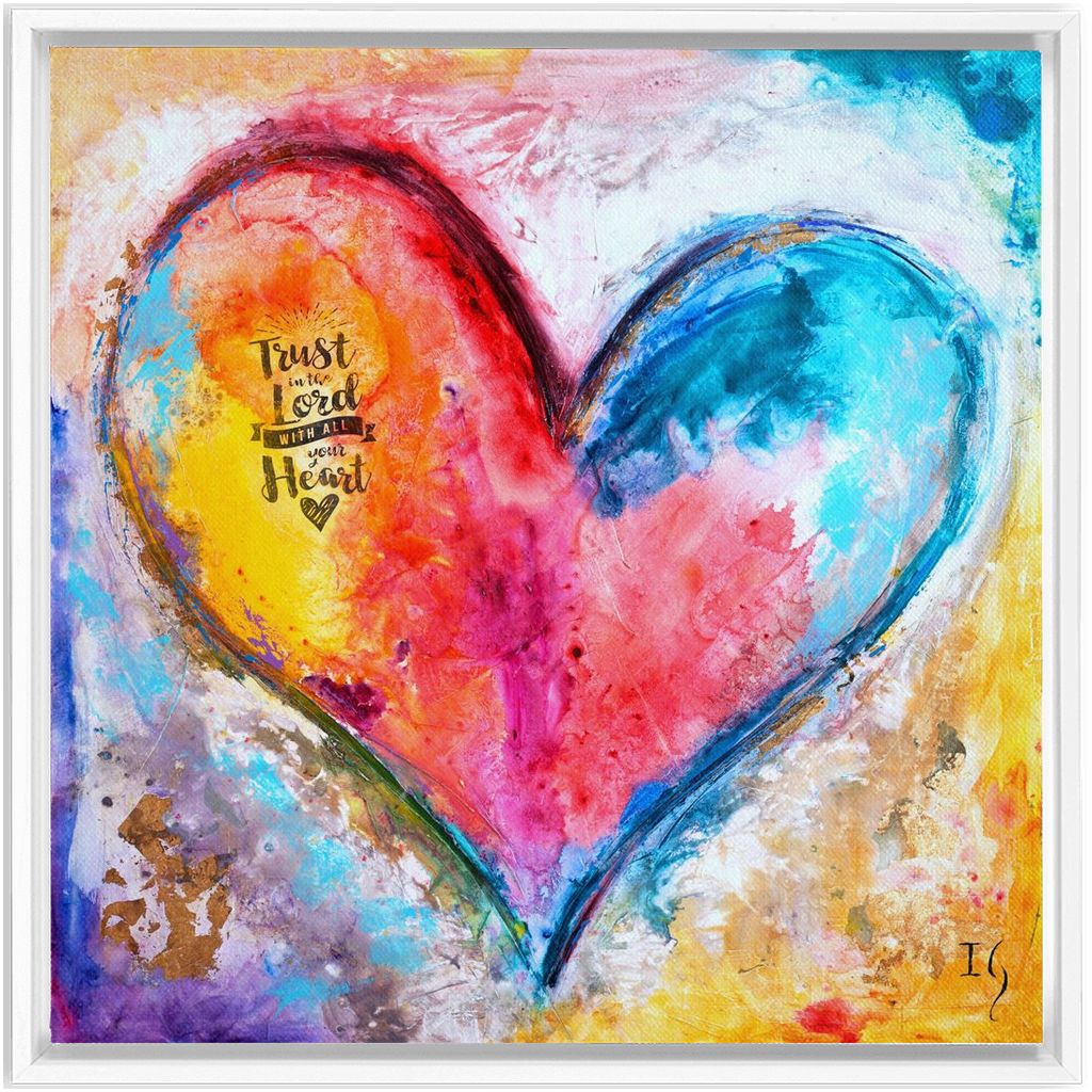 Trust In The Lord artwork detail - heart painting canvas print wall art