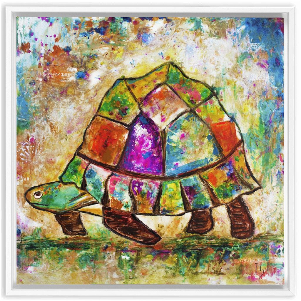 Sea Turtle Painting artwork detail - interactive canvas print that comes alive with mobile app wall art