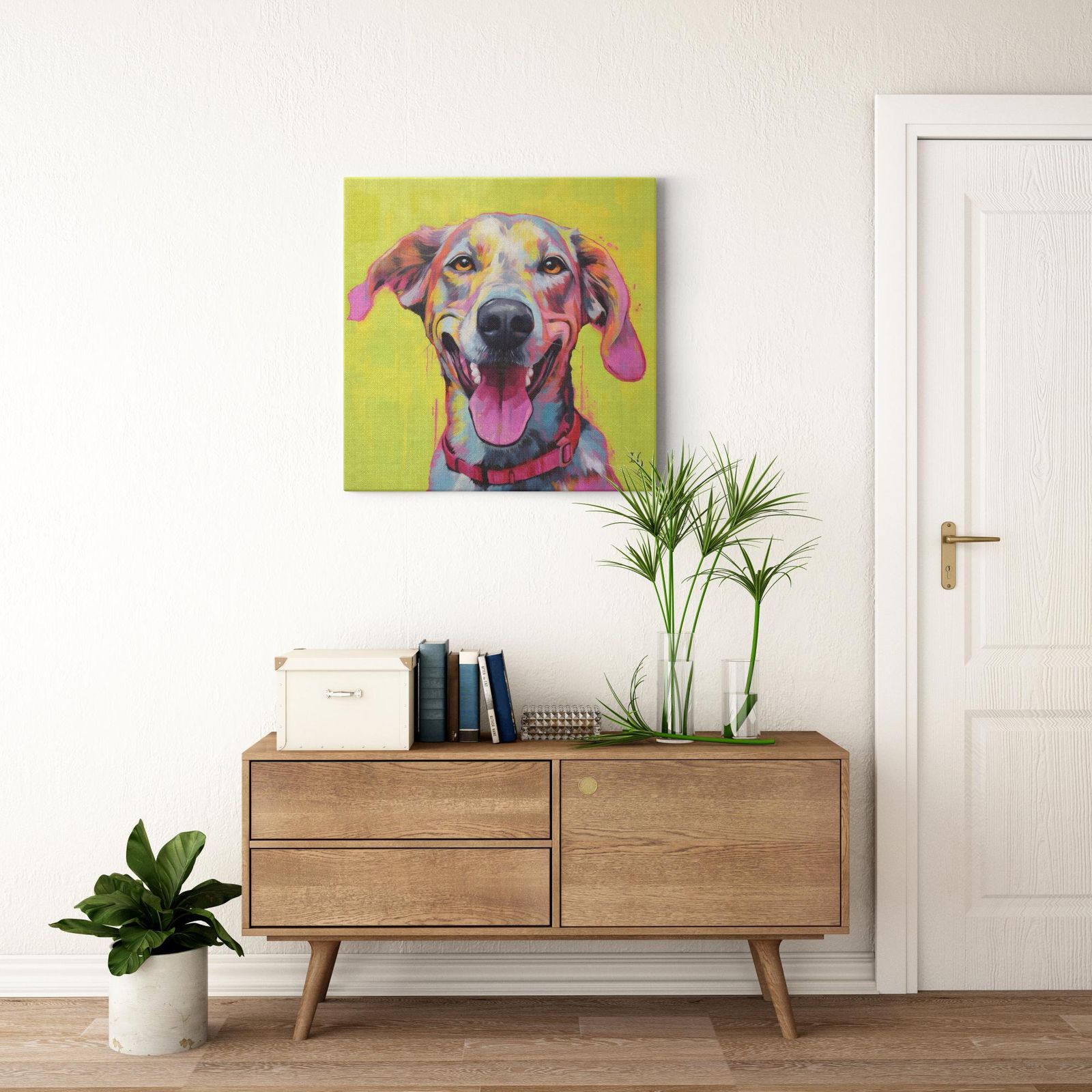 Emerald Enchantment artwork detail - colorful pet portrait art wall art