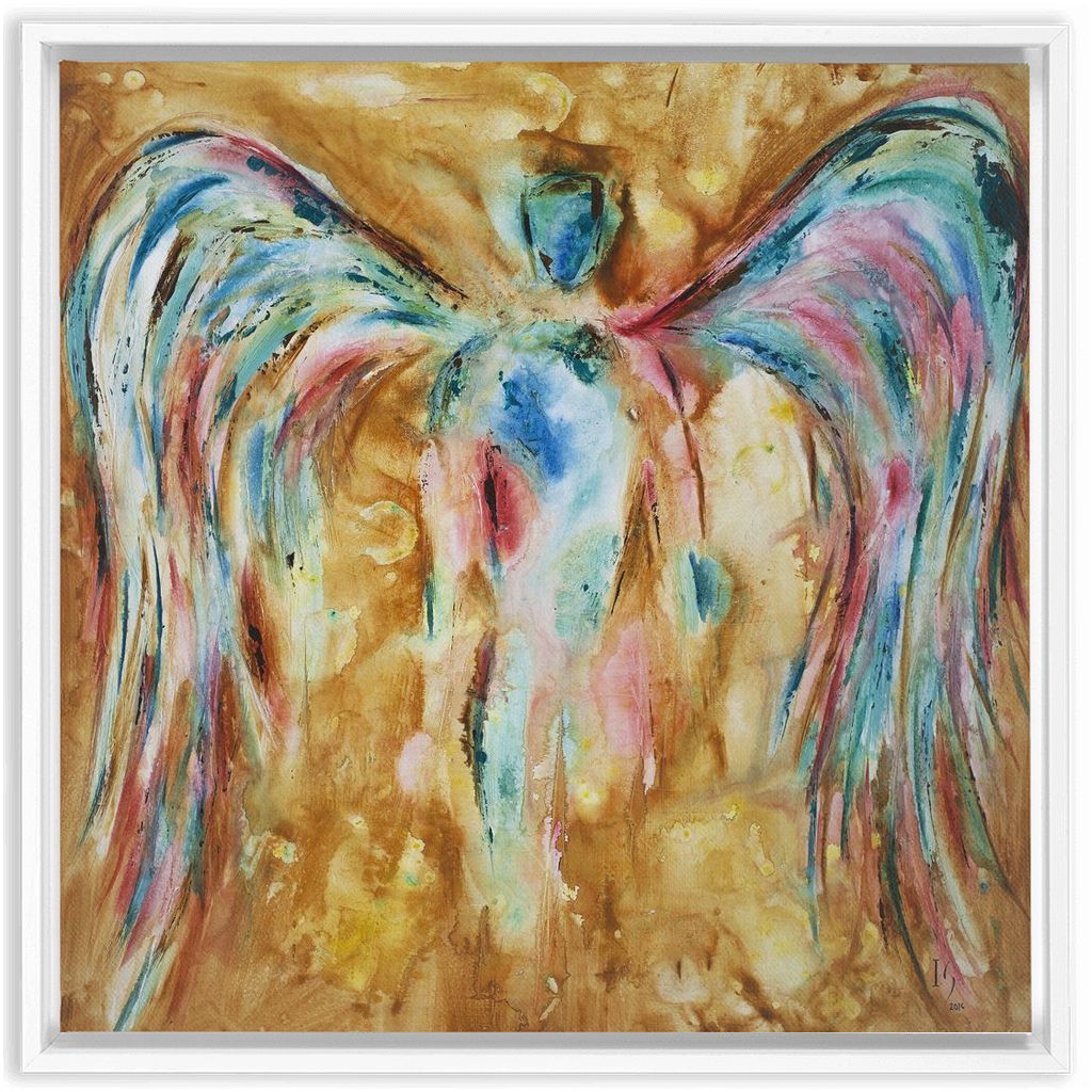 Golden Angel artwork detail - interactive canvas print that comes alive with mobile app wall art