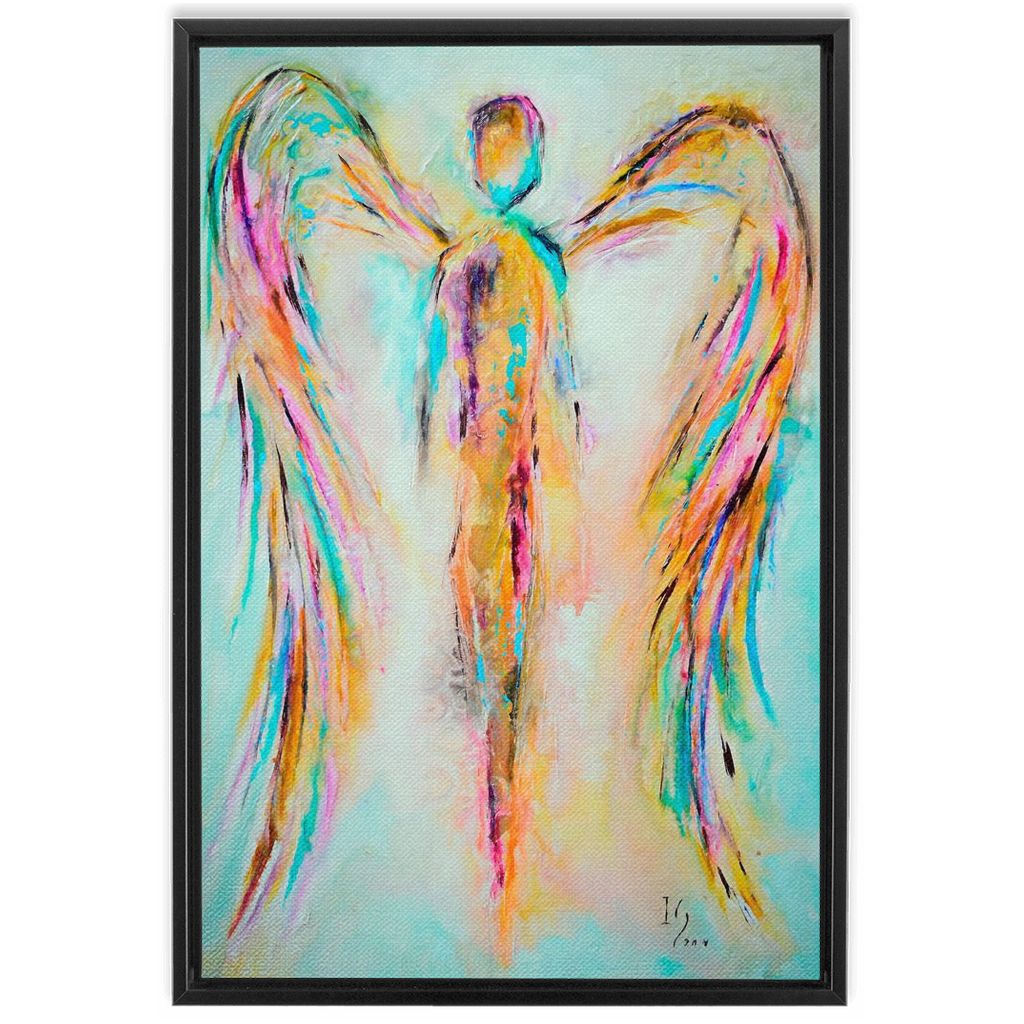 Guardian Angel artwork detail - angel painting canvas print wall art