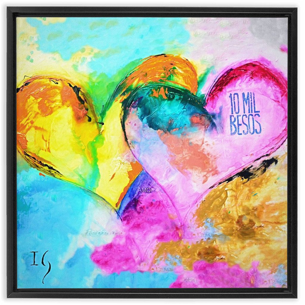 10 mil besos artwork detail - heart painting canvas print wall art