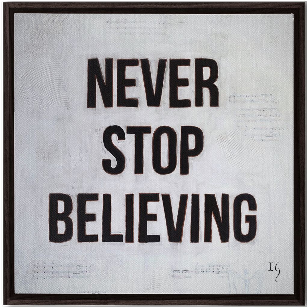 Never Stop Believing artwork detail - interactive canvas print that comes alive with mobile app wall art