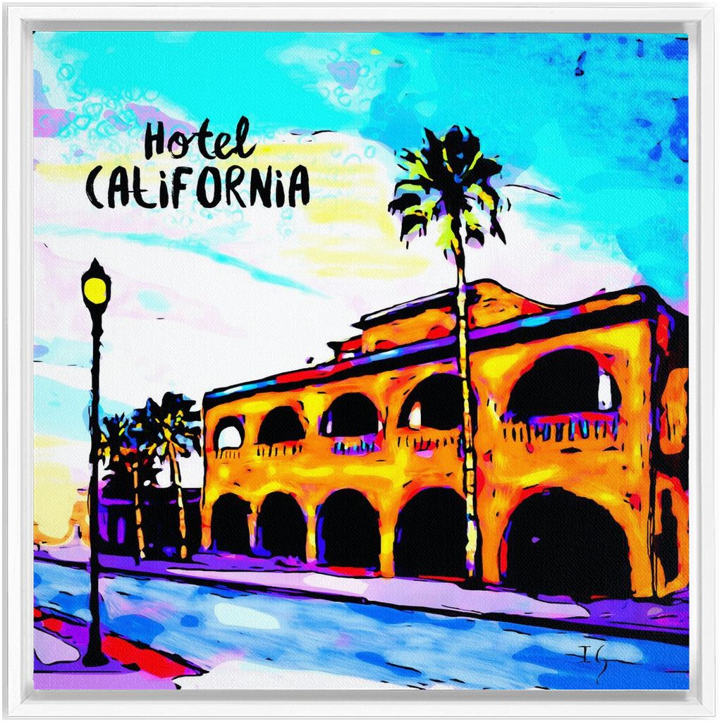 Hotel California artwork detail - interactive canvas print that comes alive with mobile app wall art