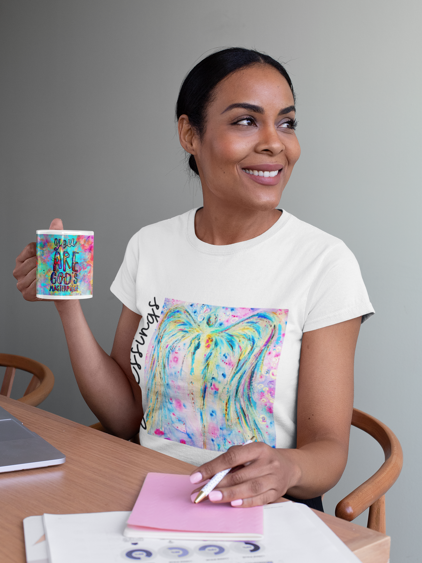 You are God's Masterpiece Interactive Mug artwork detail - interactive christian gift with augmented reality wall art