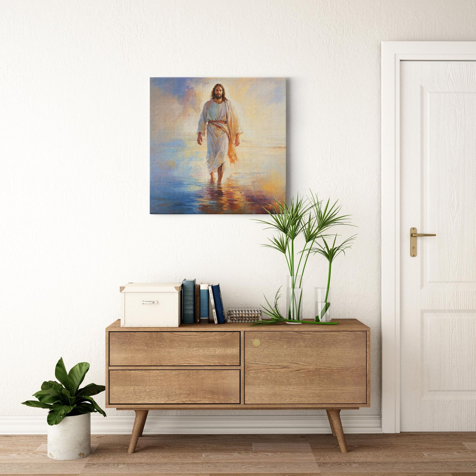 Reflections of Grace artwork detail - smiling Jesus painting wall art