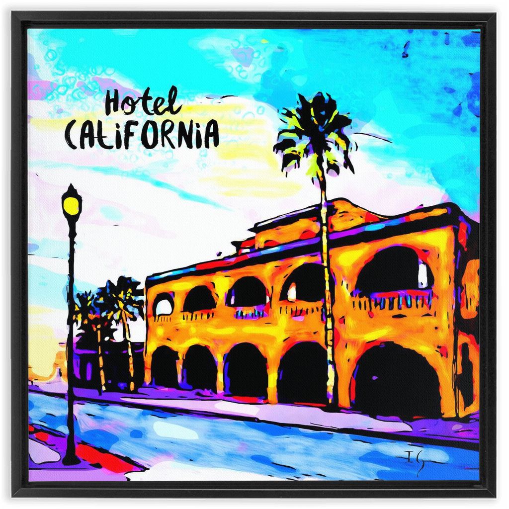 Hotel California artwork detail - interactive canvas print that comes alive with mobile app wall art