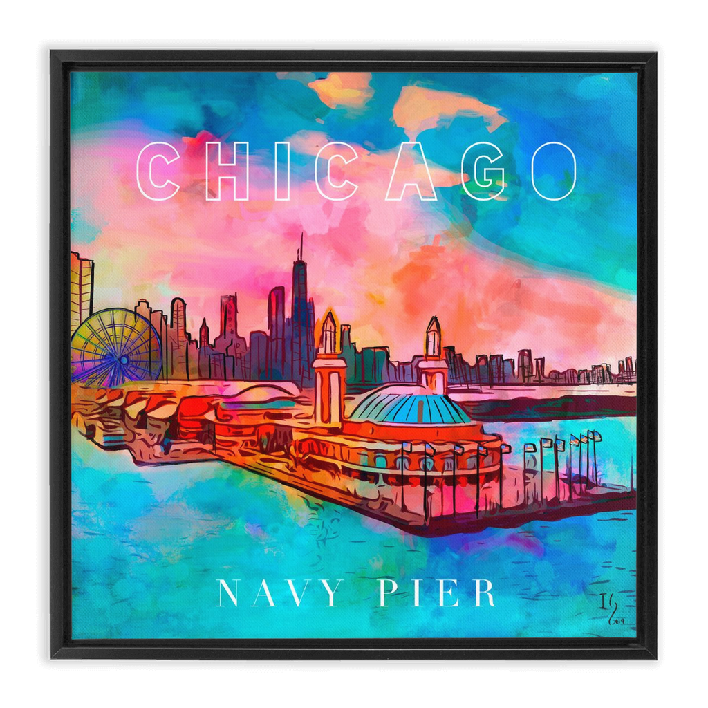 Navy Pier Chicago artwork detail - commission art canvas print wall art