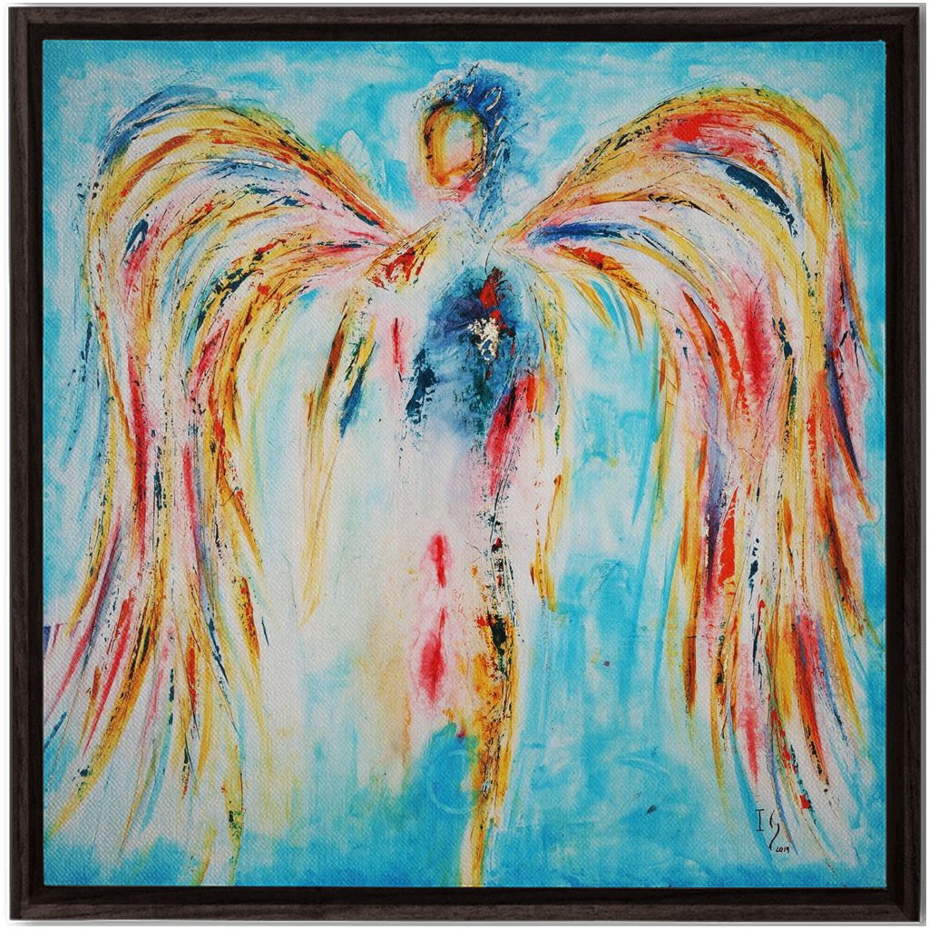 Leaning on the Everlasting Arms artwork detail - angel painting canvas print wall art