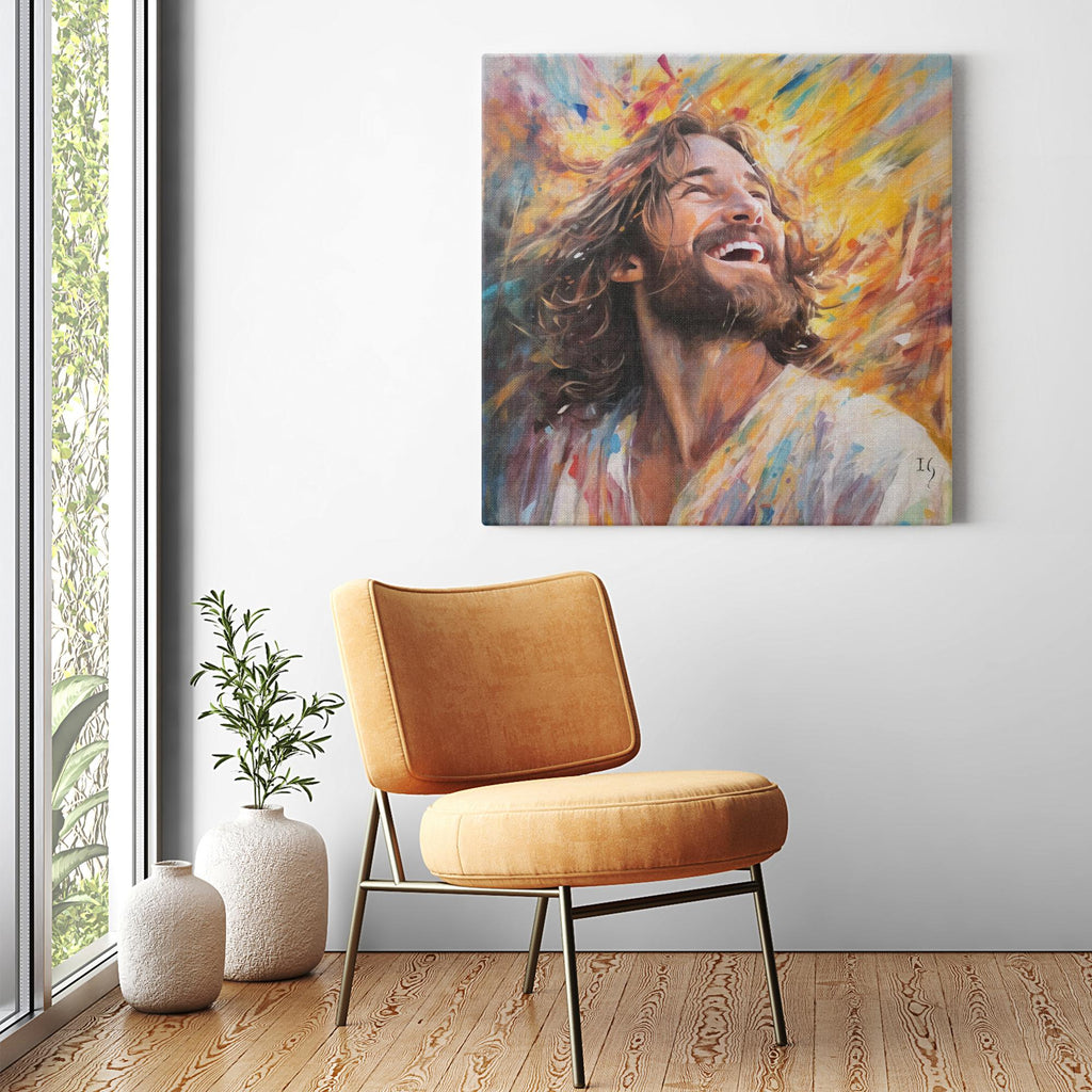 Jesus - Euphoria in Divine Radiance artwork detail - interactive canvas print that comes alive with mobile app wall art