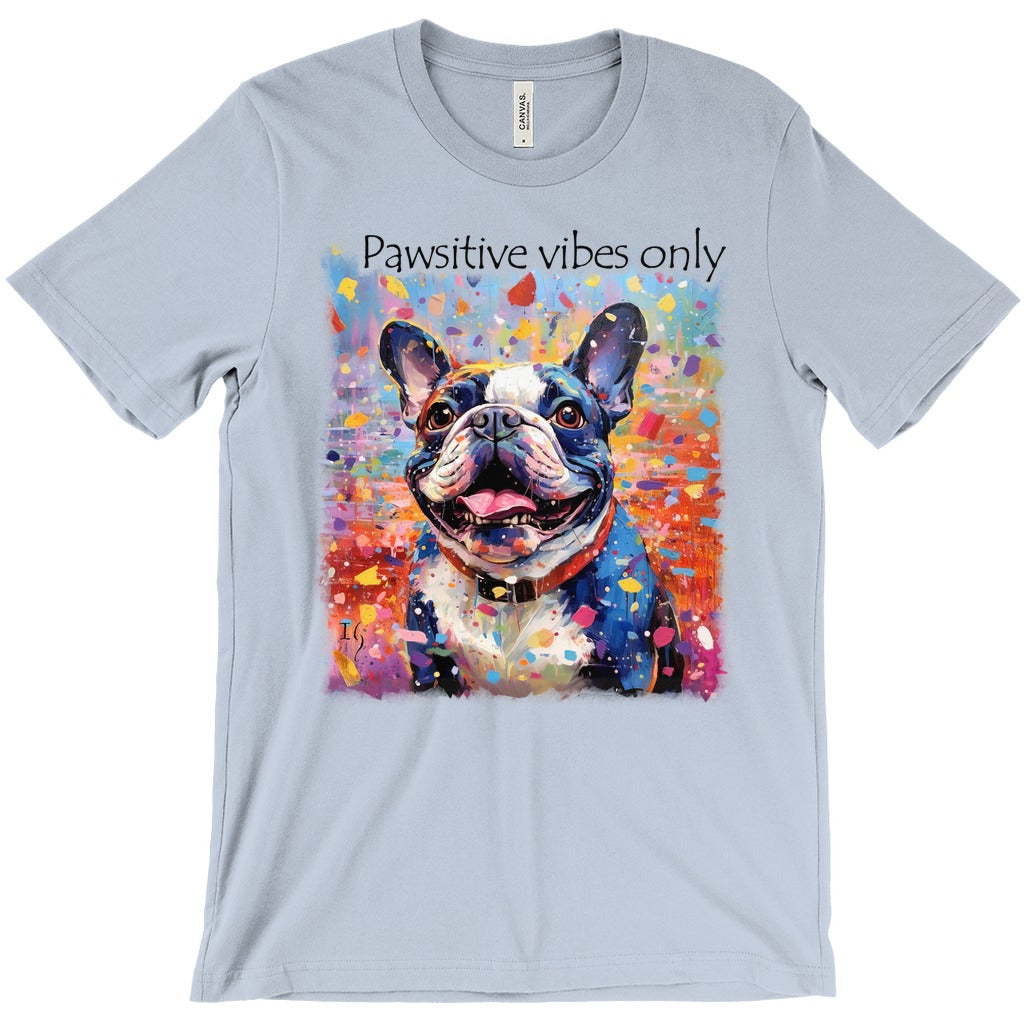 Joie De Vivre - Playful Frenchie - T-Shirts canvas print in room setting - interactive art by Ivan Guaderrama