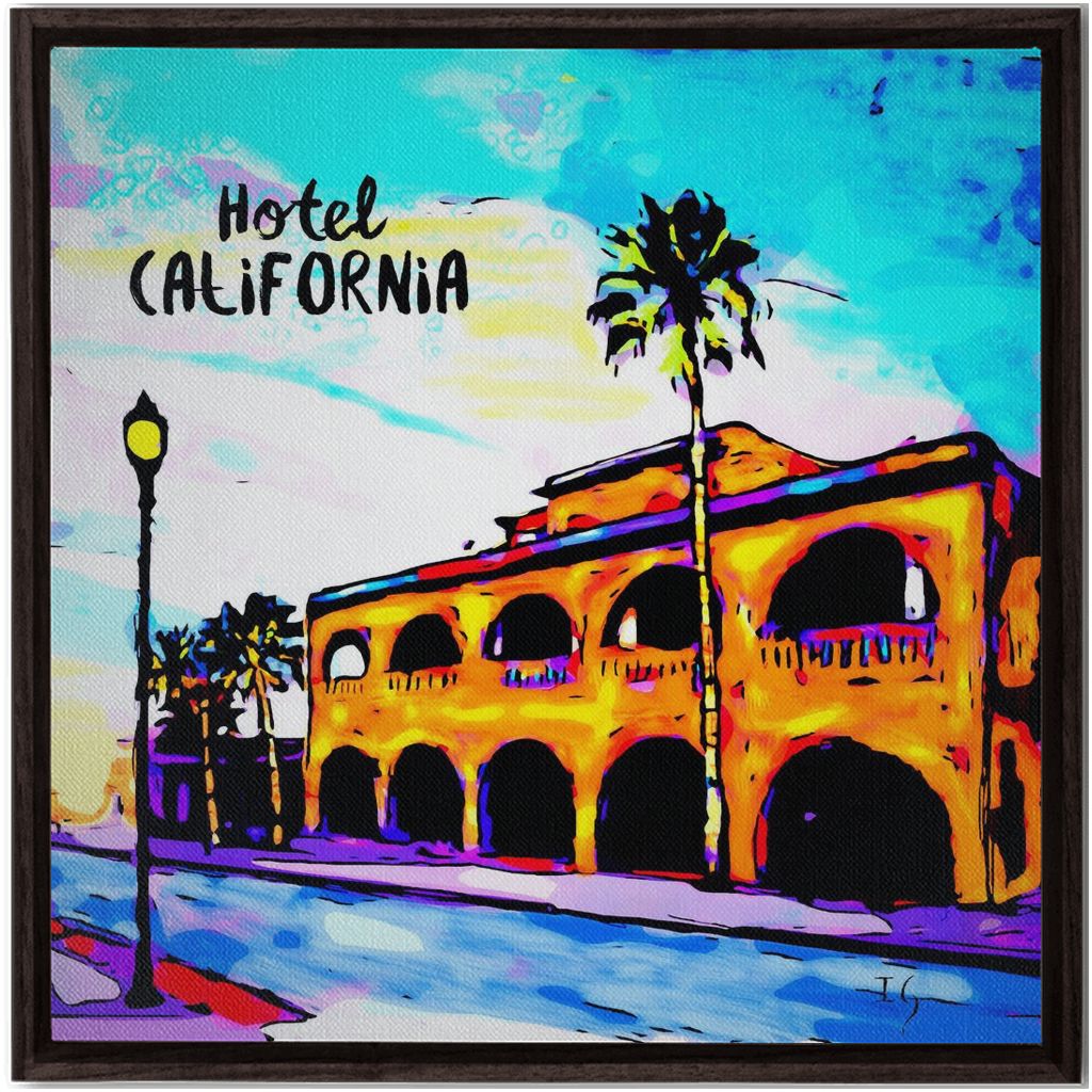 Hotel California artwork detail - interactive canvas print that comes alive with mobile app wall art